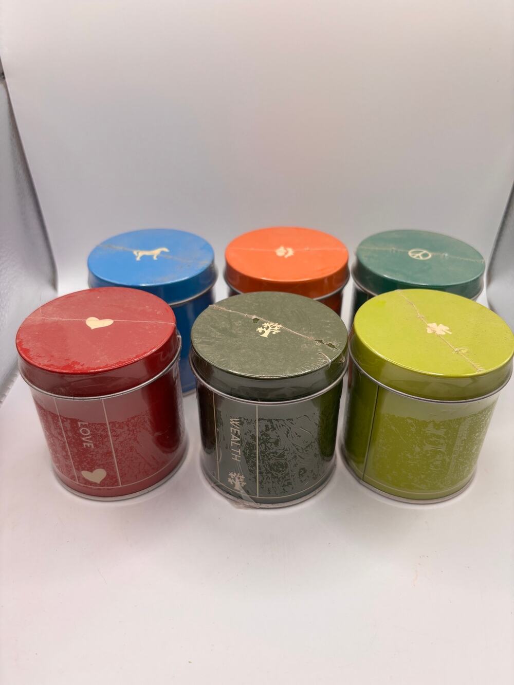 6 candles with hidden charm inside Love Wealth Luck Health Peace Rare self care